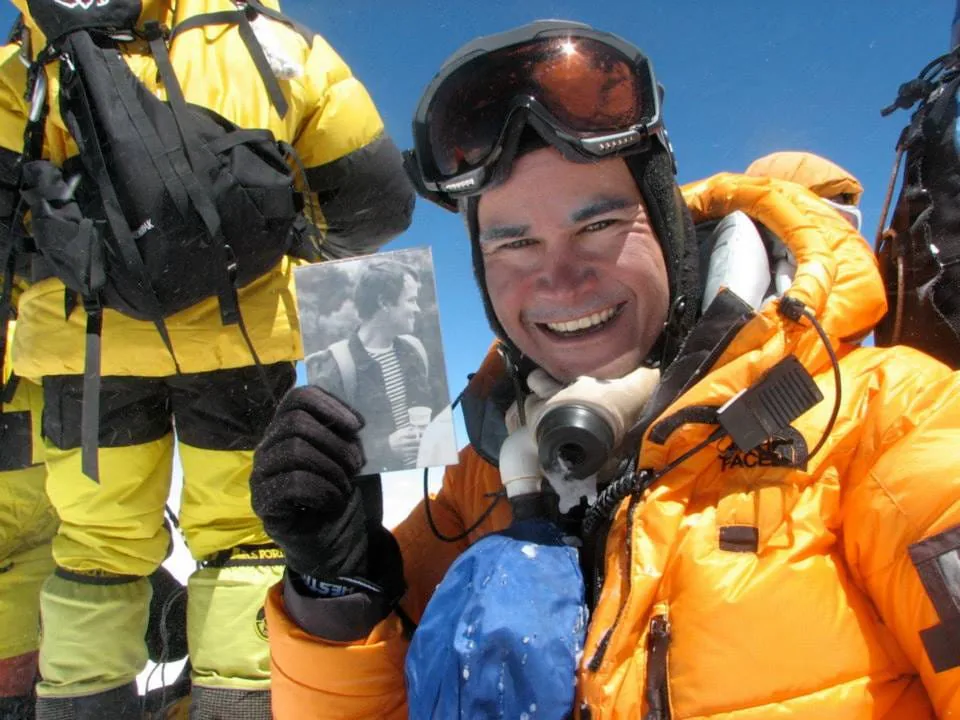 Terry O’Connor on the summit of Mount Everest in 2006. Photo Credit: Terry O’Connor.