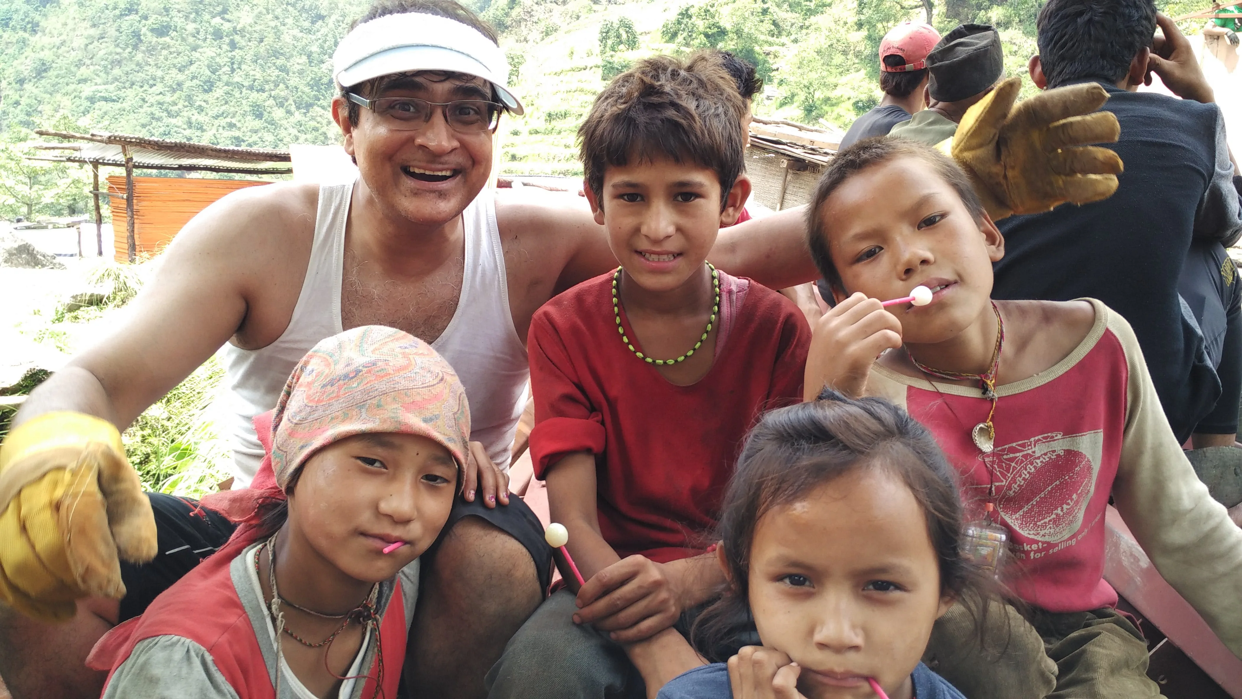 Red Bull with the kids in Yangri.