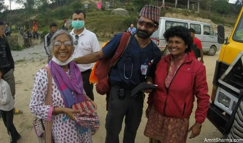 Usha Acharya (left) with Dr. Fahim Rahim (center) and Principal Nanu Maya Giri