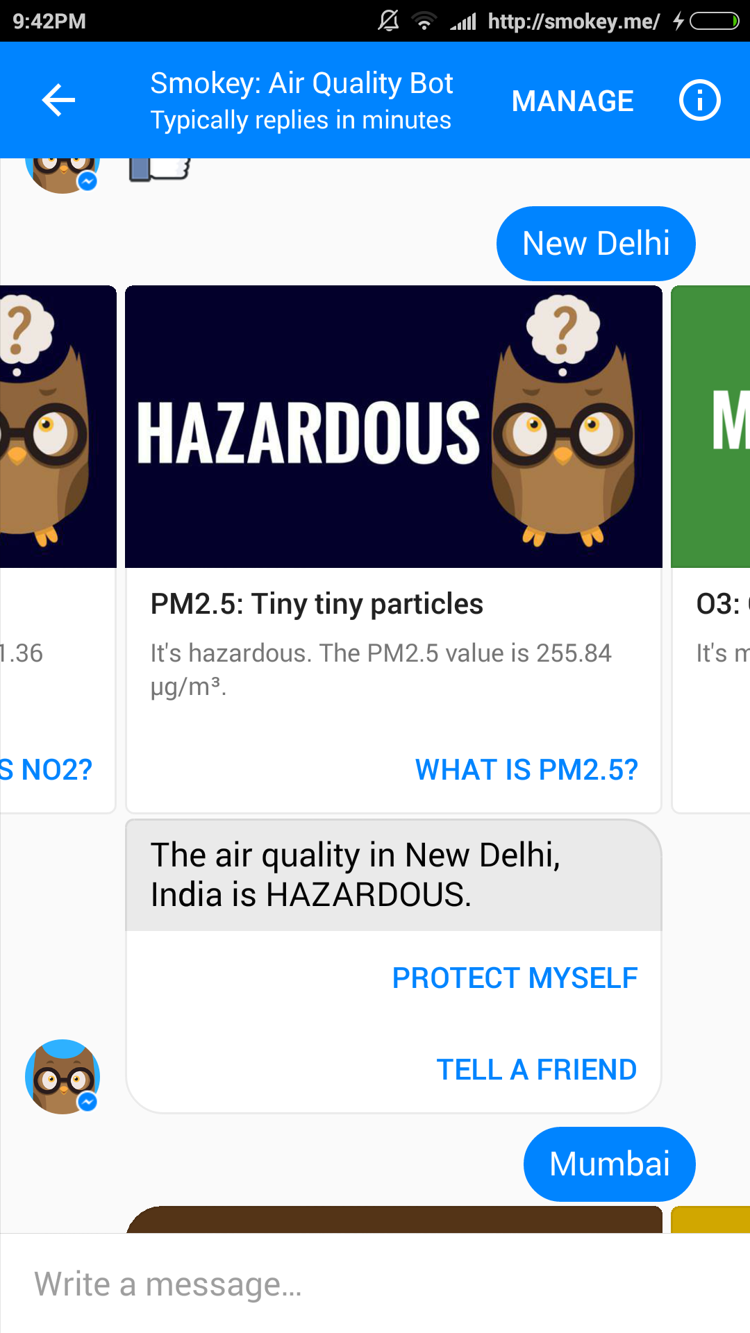 PM2.5, PM10, Carbon Monoxide and Nitrogen Dioxide are at hazardous levels today.