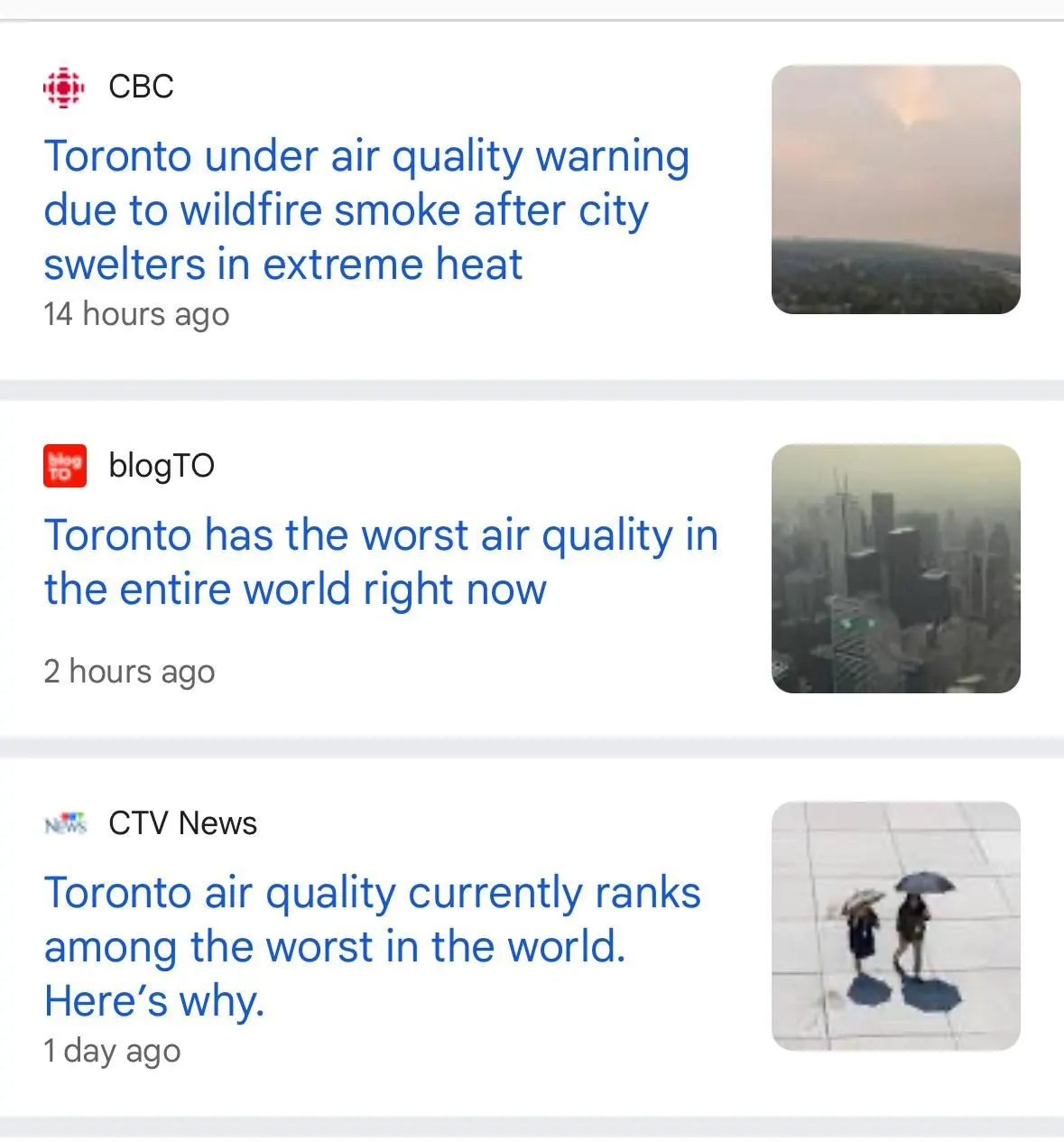 Toronto wildfire smoke image 1