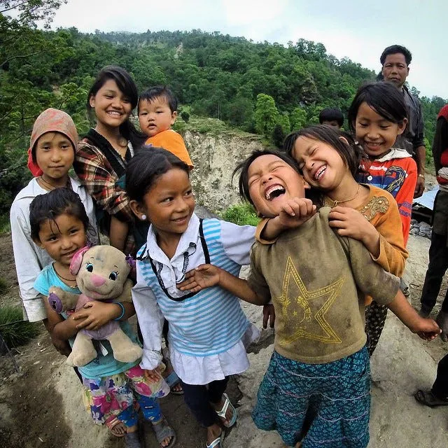 Children goofing around in Yangri village. Photo by Amrit Sharma. // AmritSharma.com